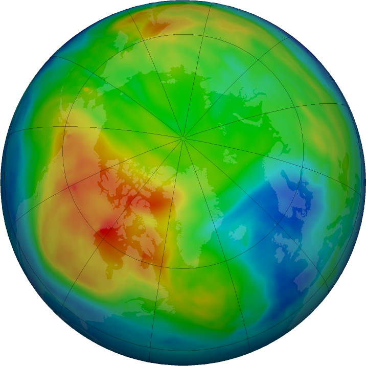 Arctic ozone map for 07 December 2016